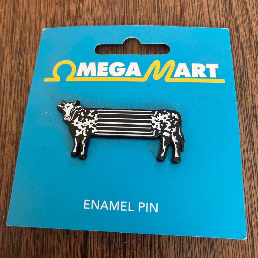 O- Mega Mart Enamel Cow Pin